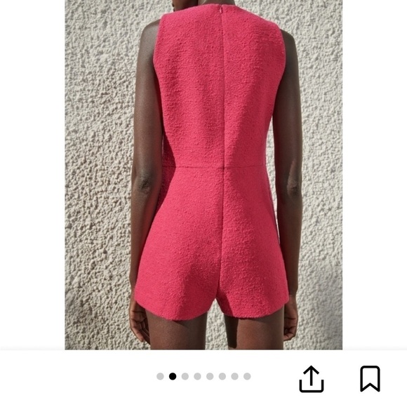 Zara Textured Weave Fuchsia Romper - Picture 5 of 11